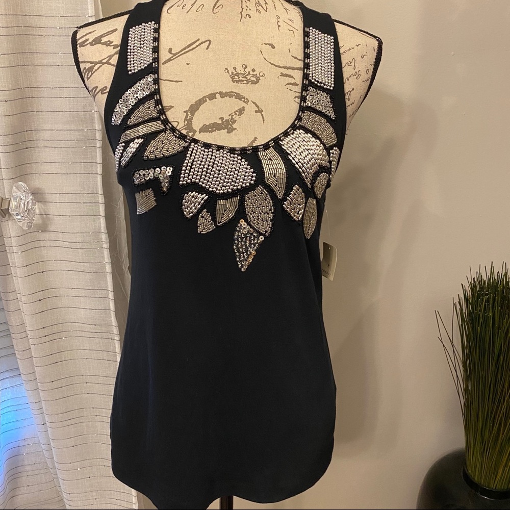 Beautiful Black Tank Top with Beading Size Medium
